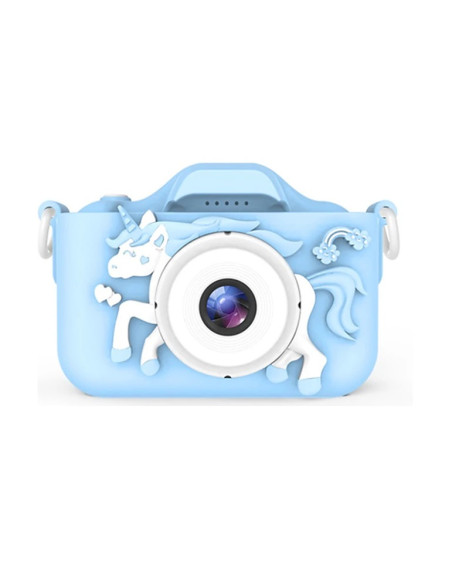 ASAKY KIDS PHOTO CAMERA DIGITAL BUBBLE MICRO SD 2"IPS HD SCREEN BLUE + COVER UNICORN